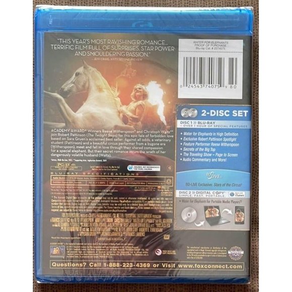Water for Elephants - New - (Blu-ray Disc, 2011, 2-Disc Set) - Picture 2 of 2